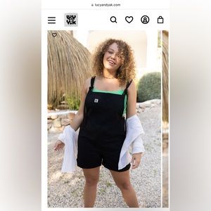 Lucy and Yak Dungarees Shorts Black Sz 18 NWT